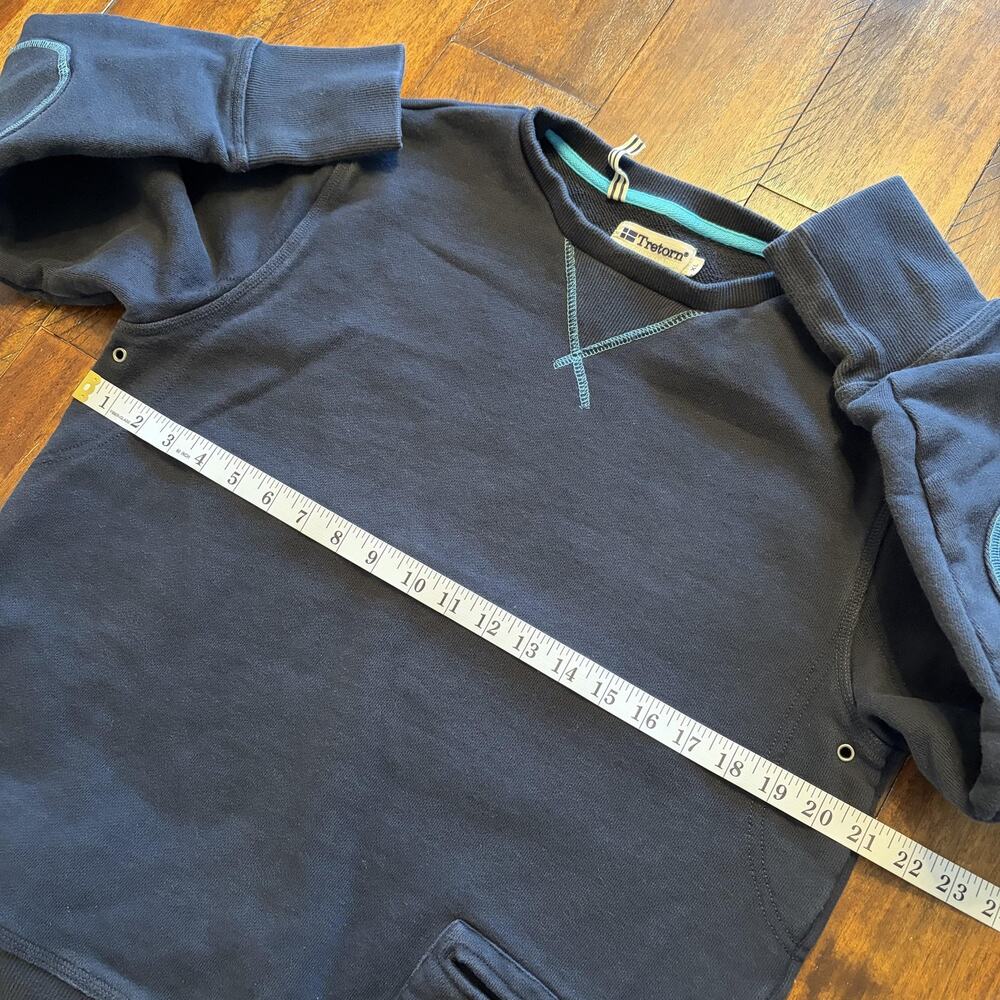 Tretorn Sweatshirt XL Blue Crewneck Pocket Elbow Patches - Picture 8 of 9
